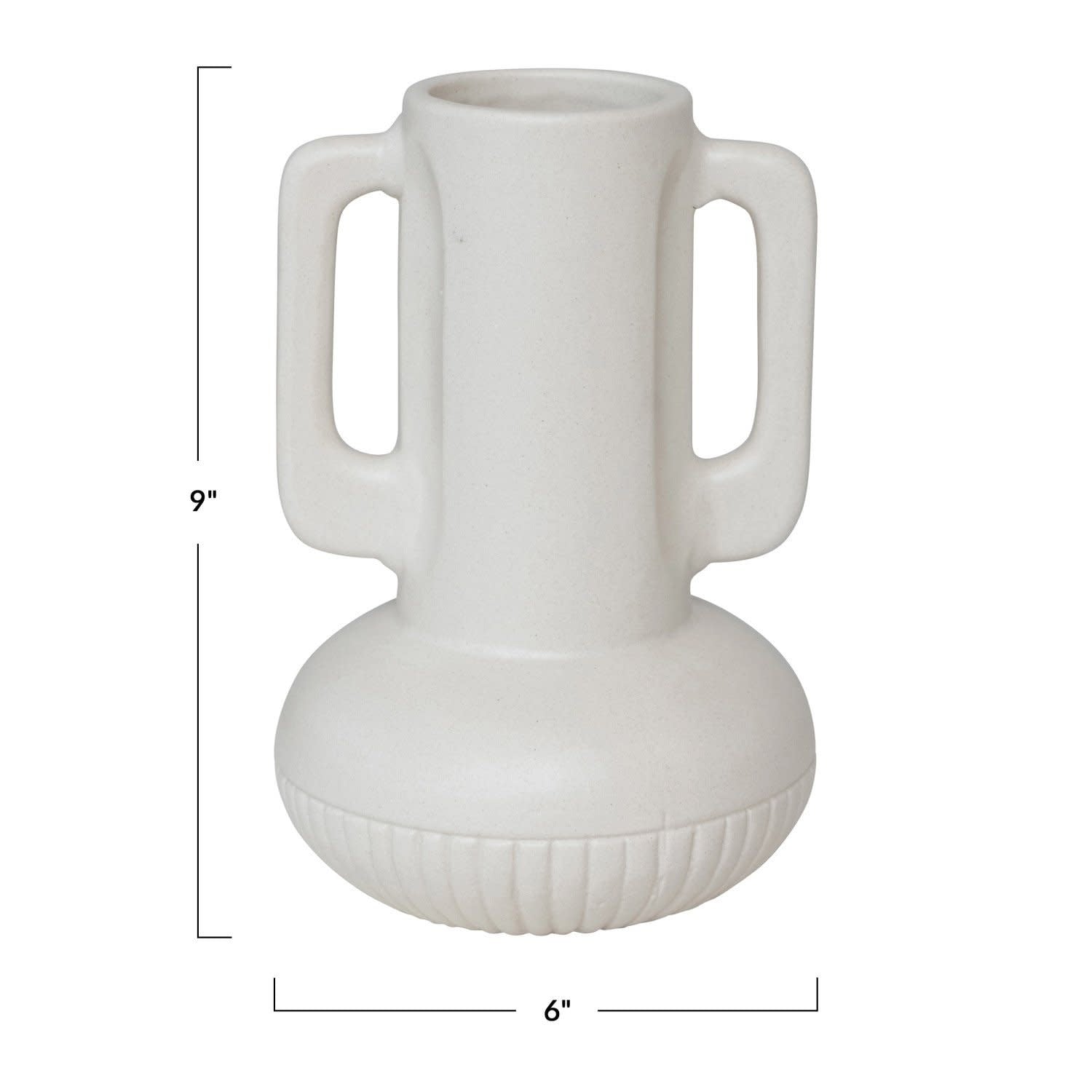 Ceramic Vase with Handles - Matte White