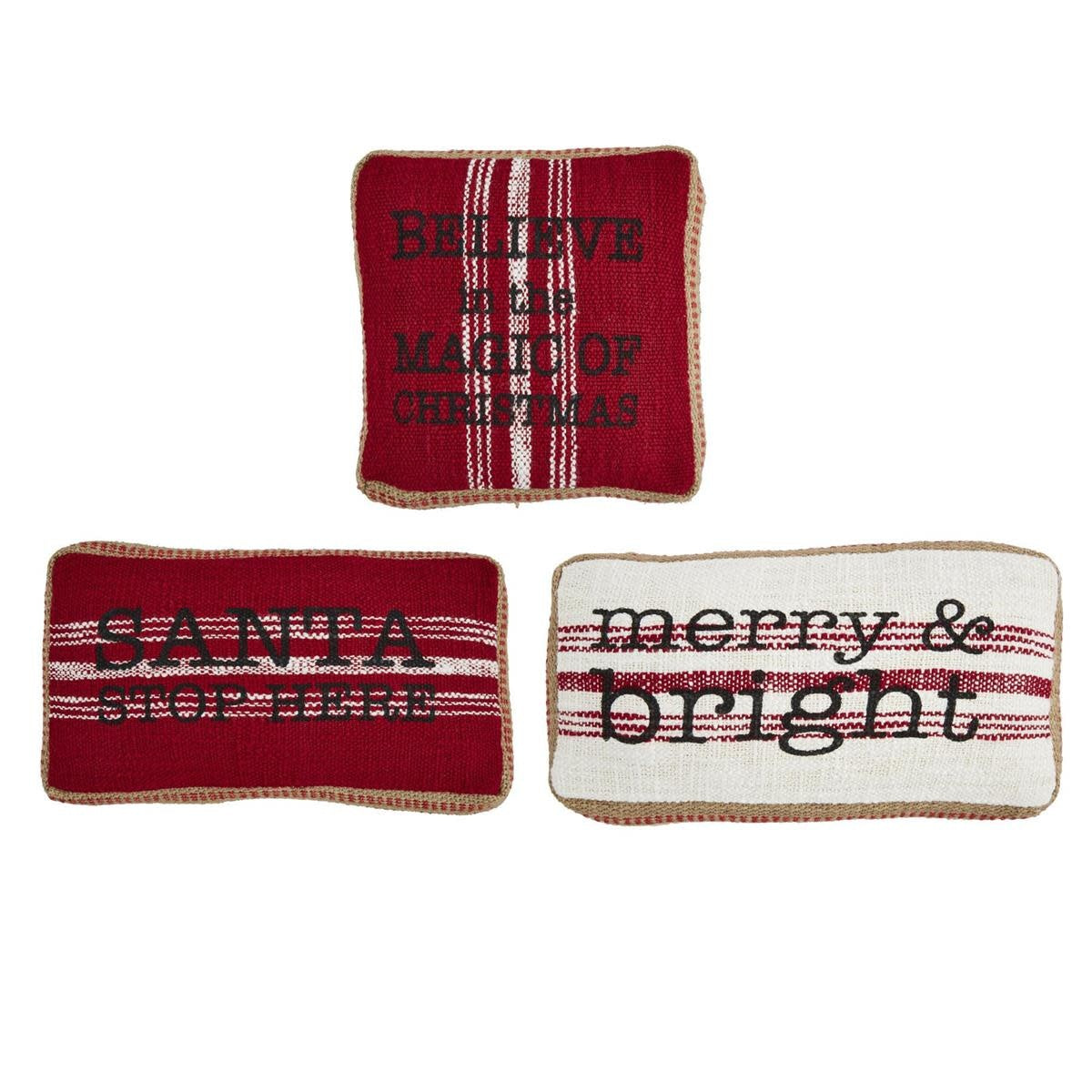 Mini Xmas Jute Border Pillow - Santa