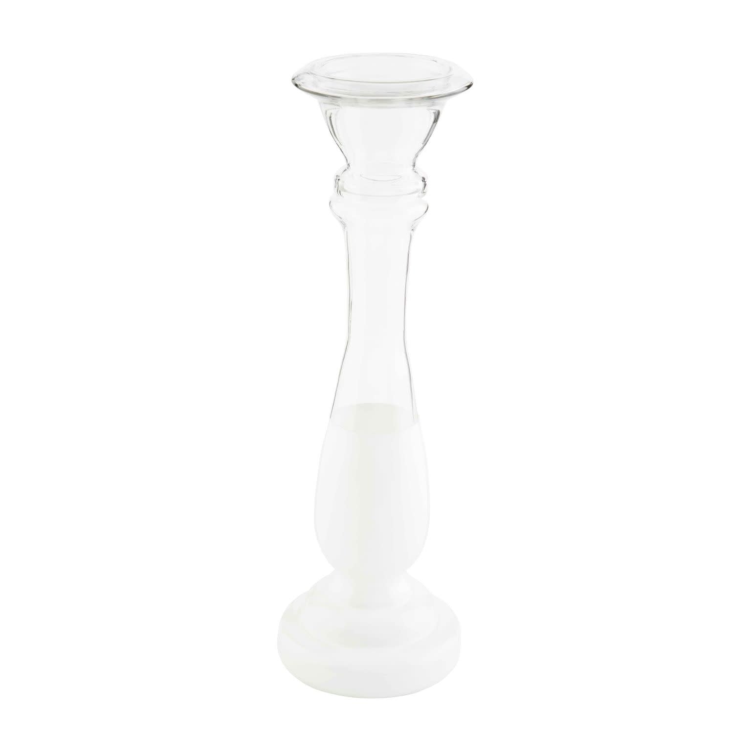 Glass White Candlestick - Large