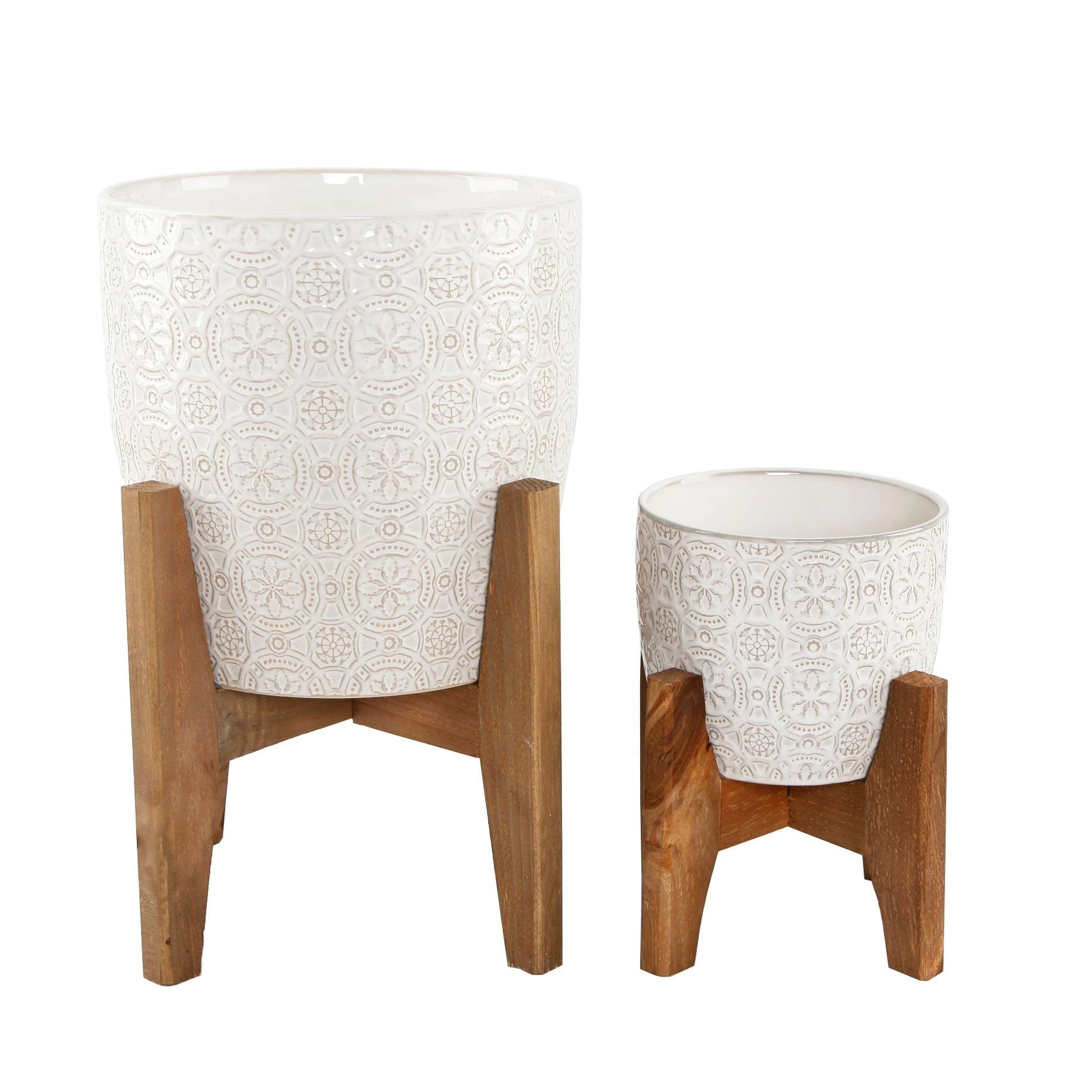 Cathedral Ceramic Planter On Stand - Large