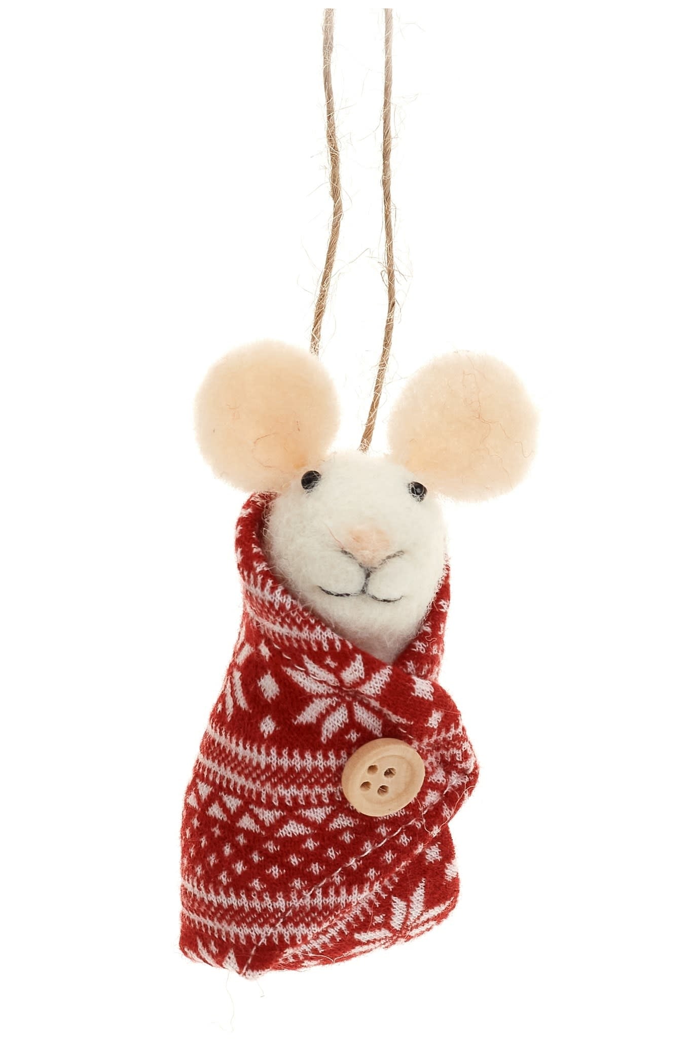 Wool Mouse Ornament - Red - Baby