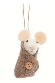 Wool Mouse Ornament - Brown - Baby
