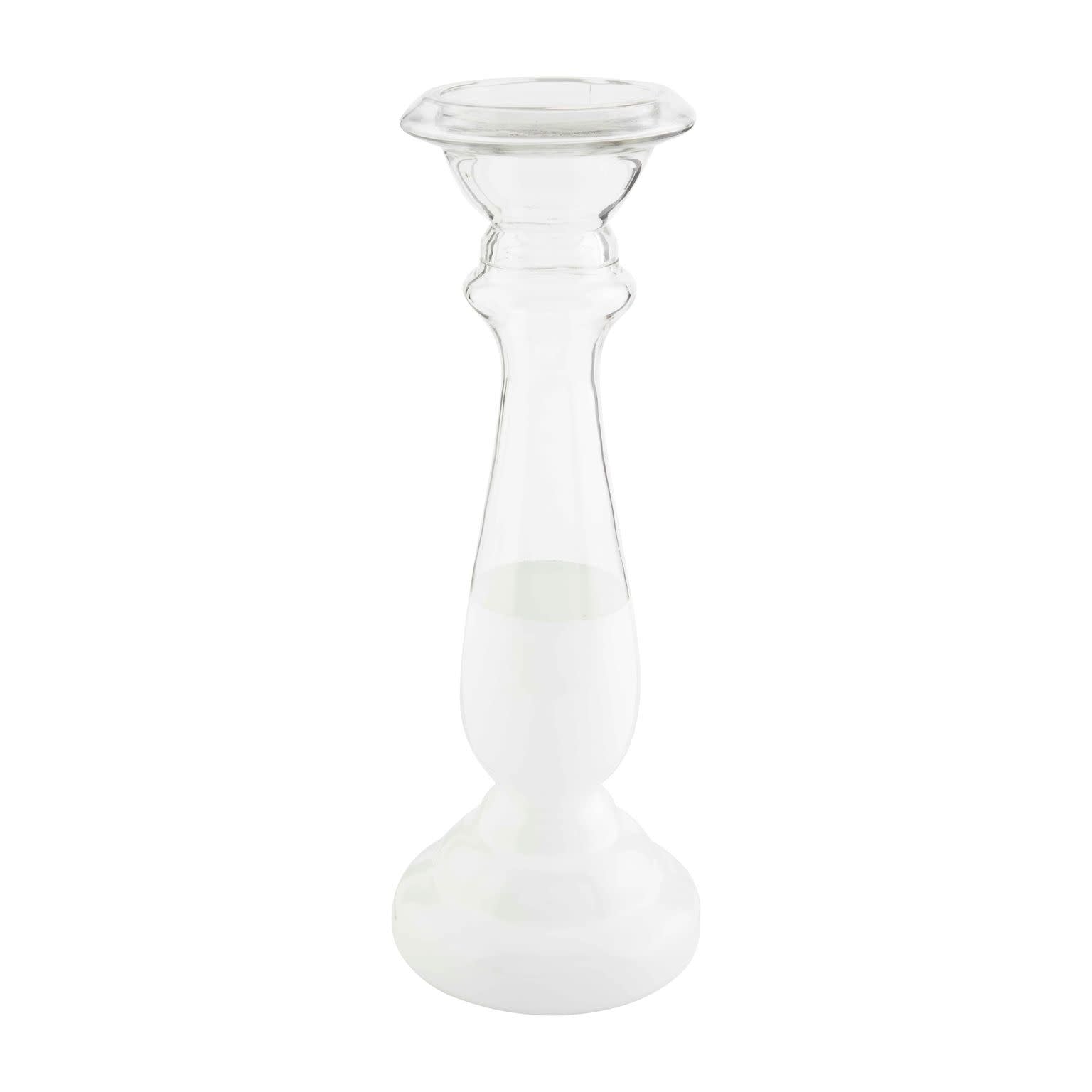Glass White Candlestick - Medium