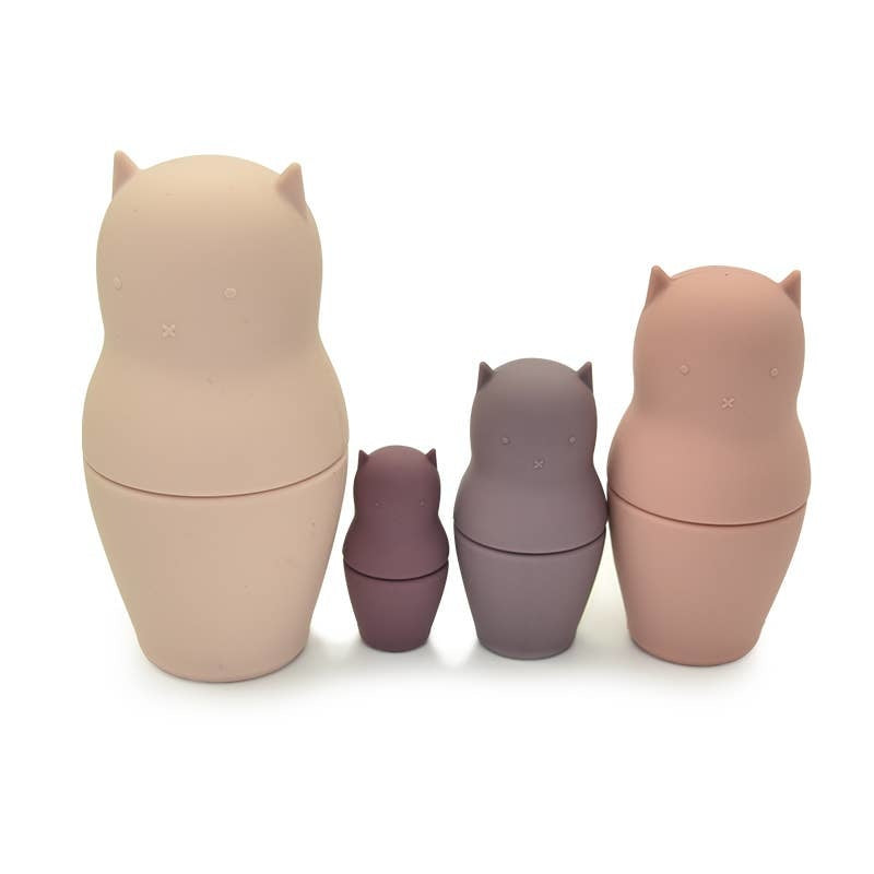 Kitty Cat Nesting Dolls Silicone - Teether - Bath - Stacker