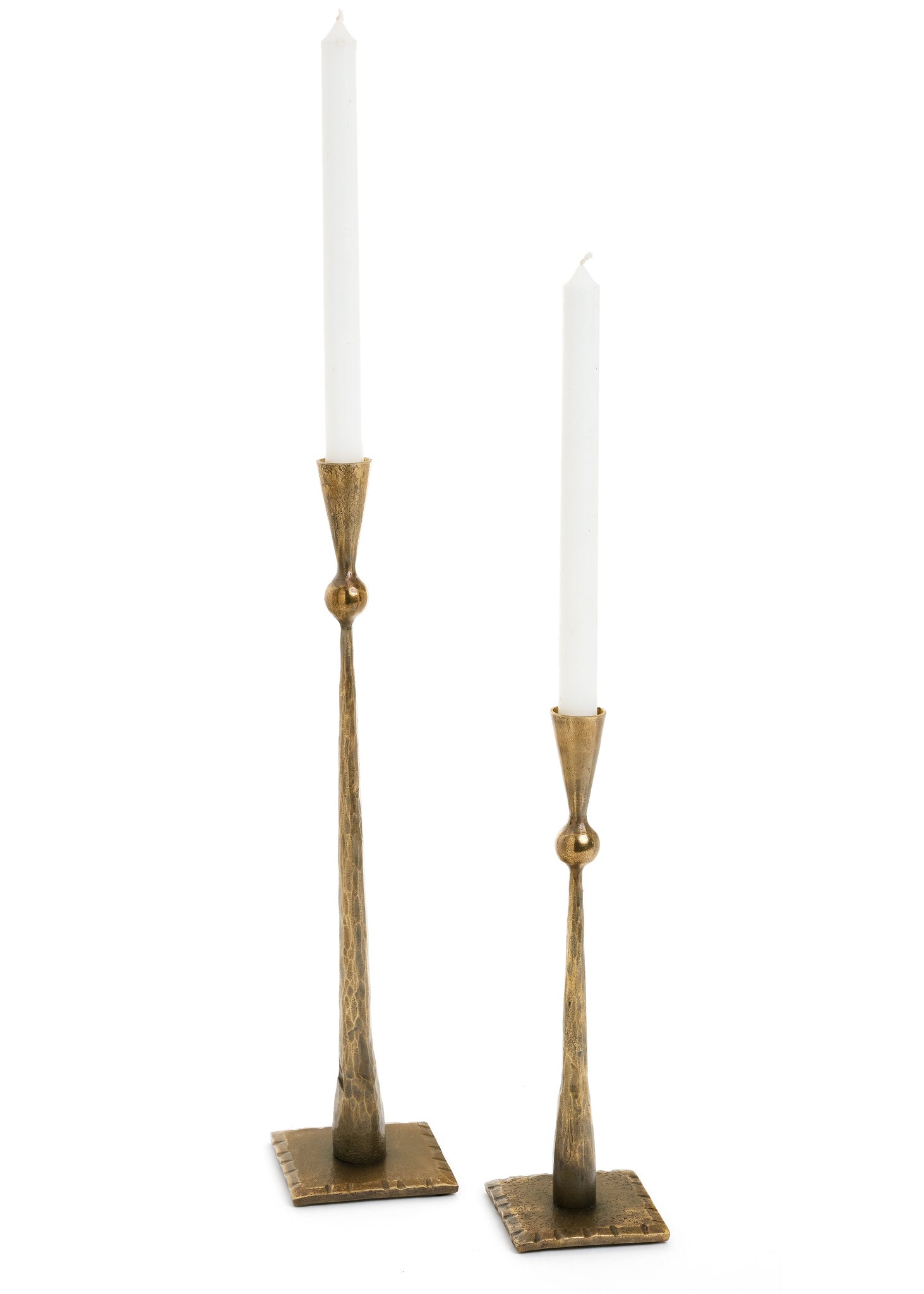 Hand Hammered Candle Holder - Large - Antique Brass