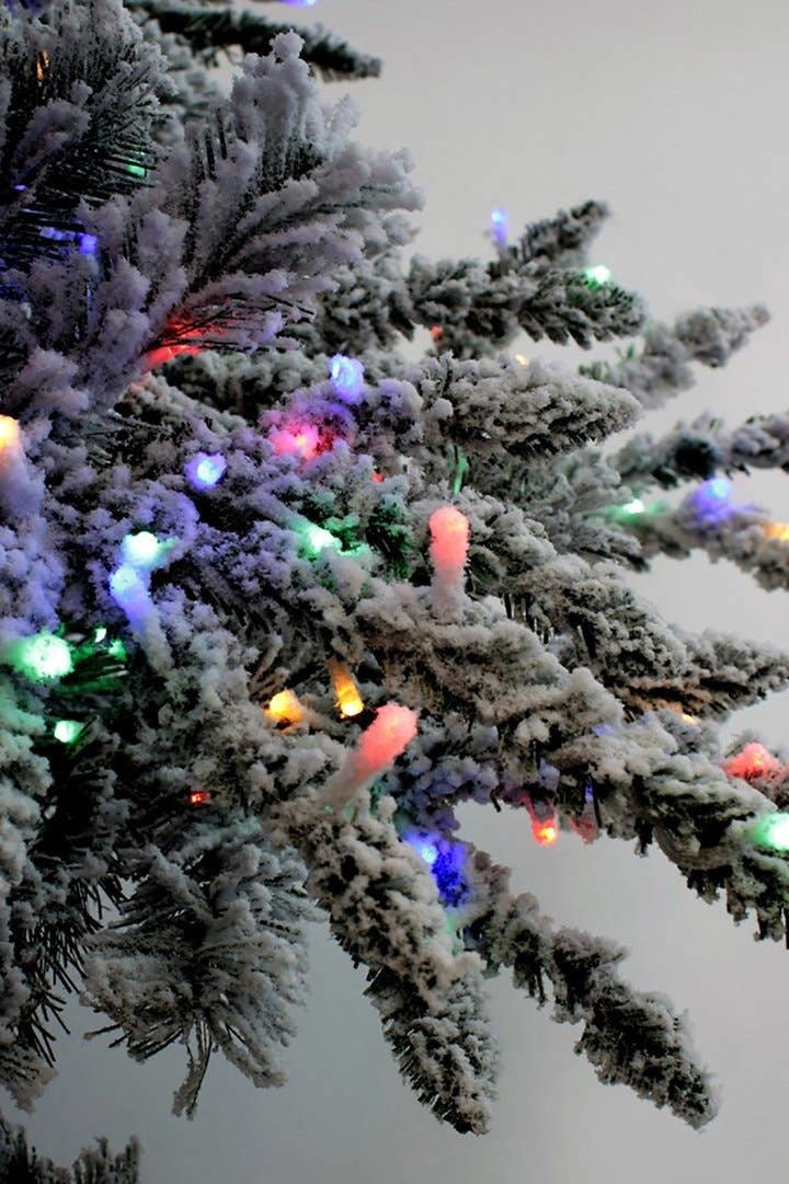 6.5' Prelit Slim Flocked Utica Christmas Tree with Stand