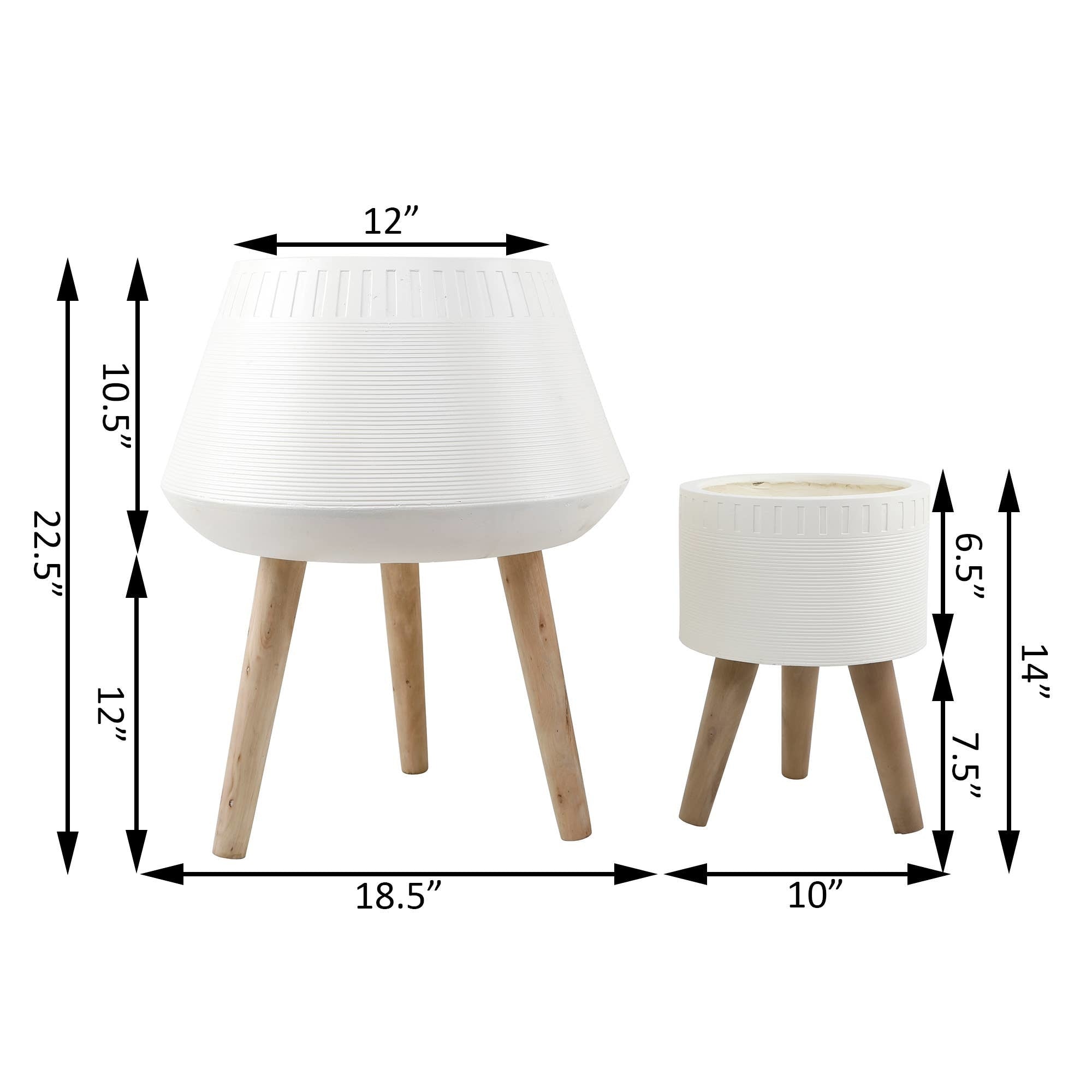 Dumpling Fiberglass Pot on Stand - White - Large