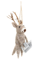 Wool Deer w/ Newspaper Ornament