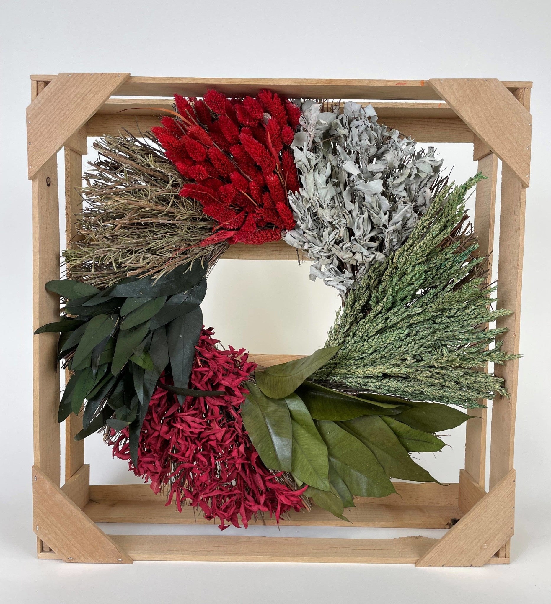 Holiday Herbs  Wreath - Red/Green/Natural