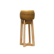Round Stoneware Planter/Stand - Mustard
