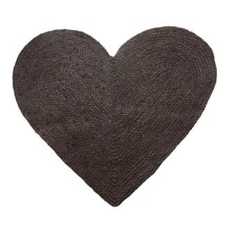 Braided Jute & Cotton Heart Shaped Rug - Black