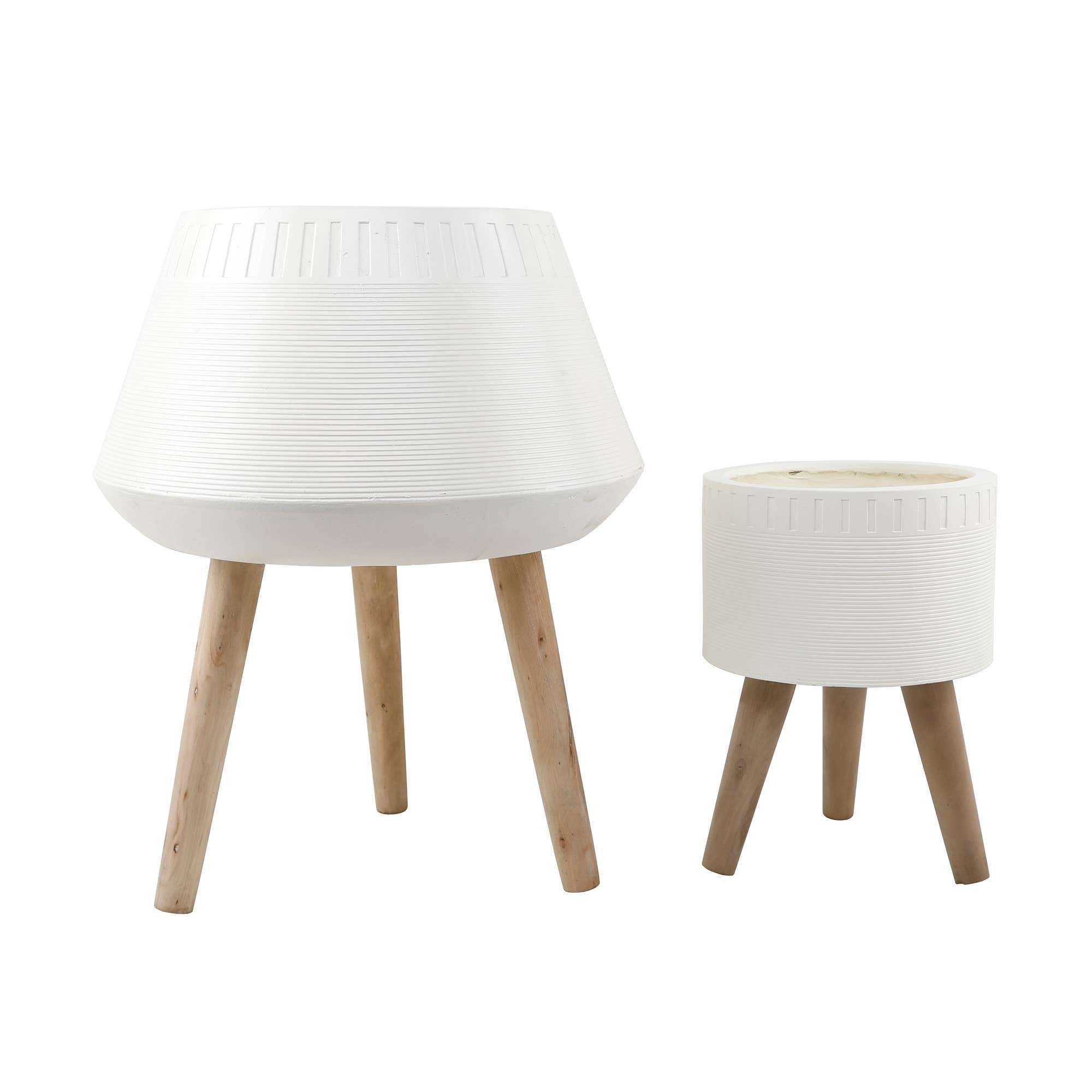 Dumpling Fiberglass Pot on Stand - White - Small
