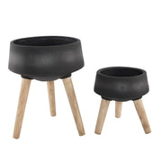 Fiberglass Planter Pot - Black - Small