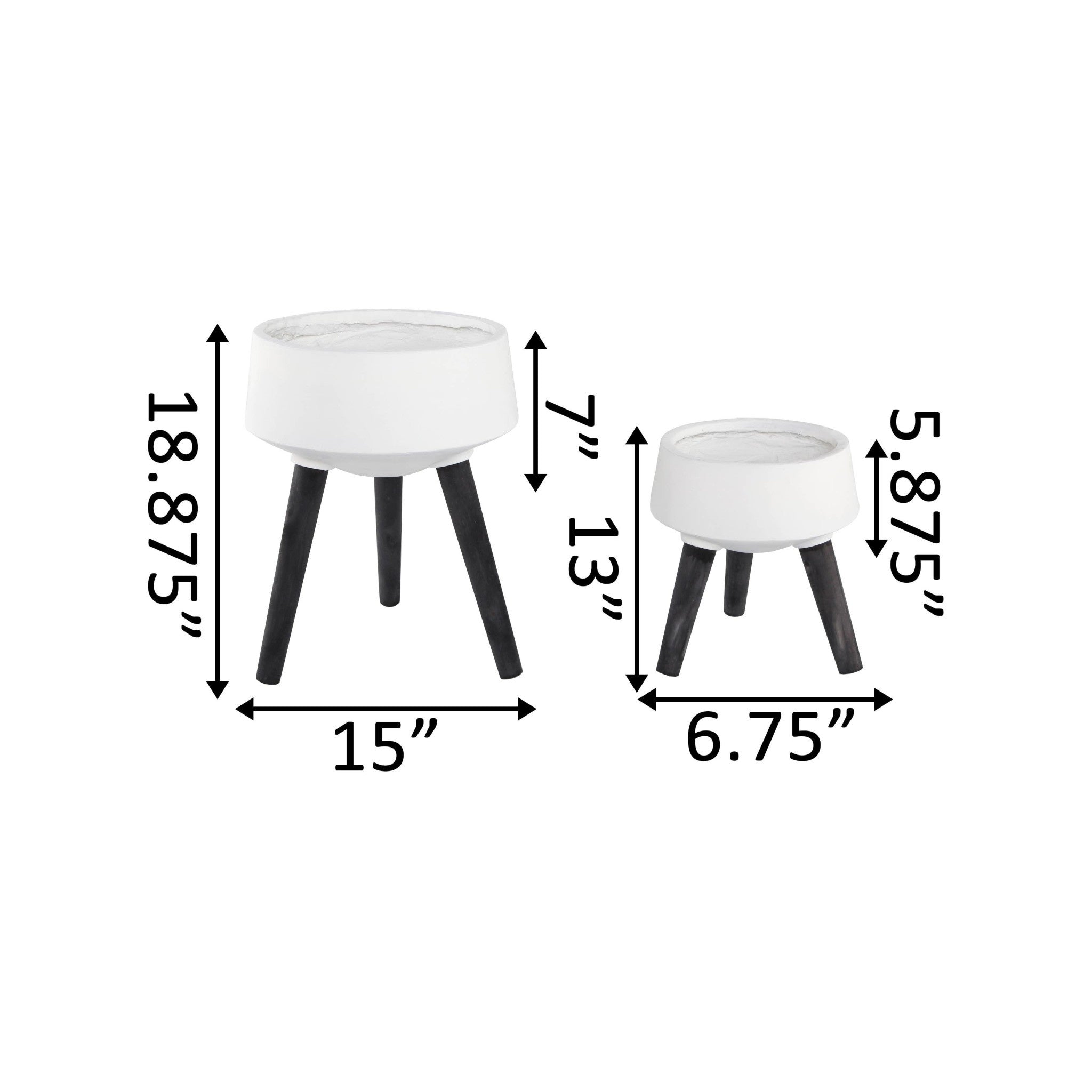 Fiberglass Planter Pot - Black - Small