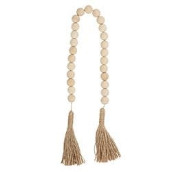 Wood Beads with Jute Tassel - Natural