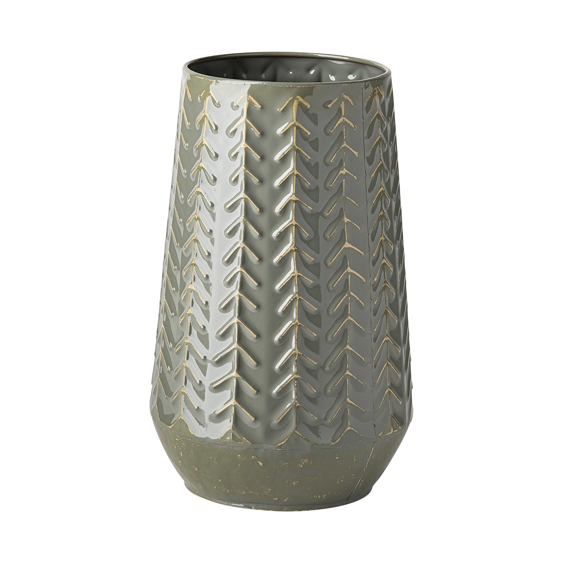 Gemma III Chevron Vase - Green/Grey