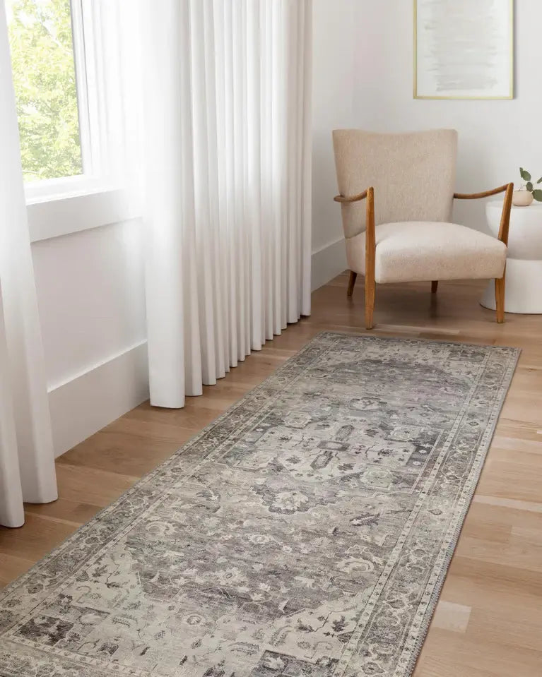 Hathaway Rug - Steel/Ivory - 2'6" x 7'6" - No Rug Pad