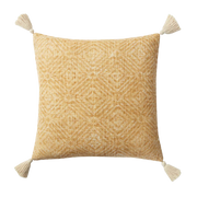 Yellow Patterned Pillow w/ Tassels