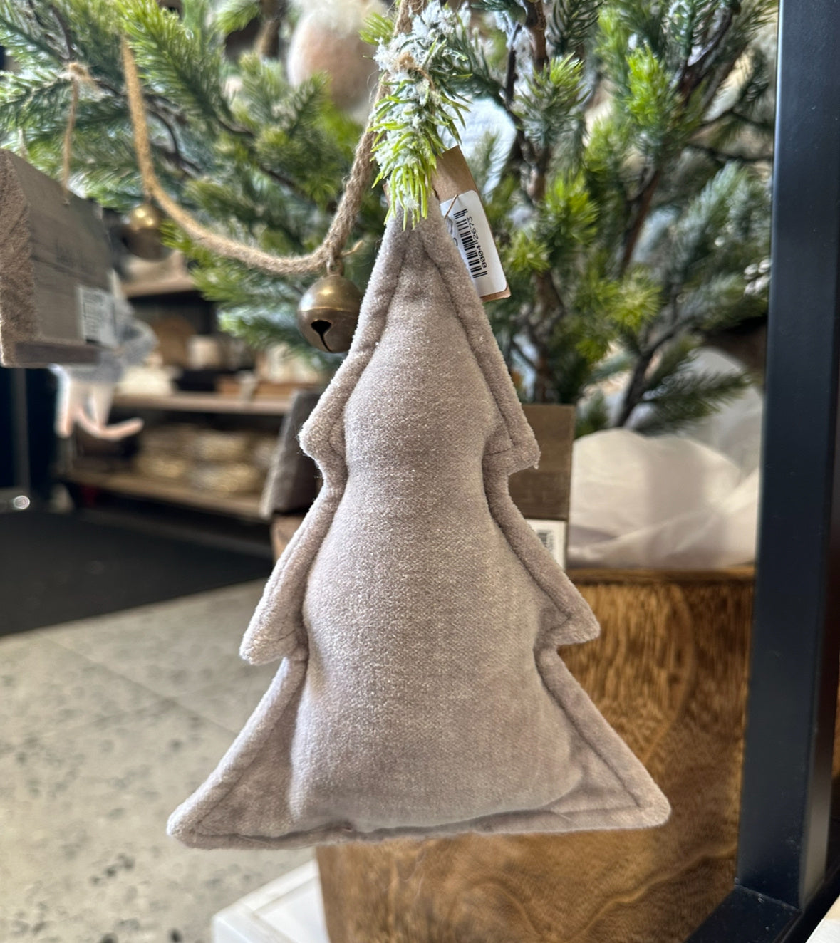 Velvet Shaped Ornament - Grey Tree
