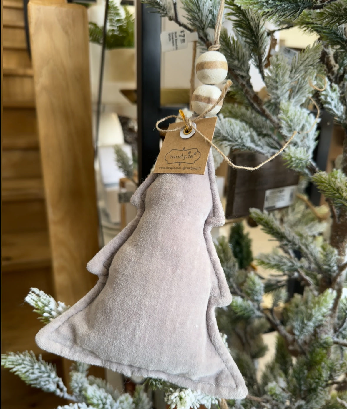 Velvet Shaped Ornament - Grey Tree