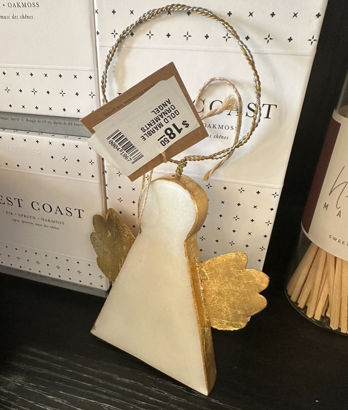 Gold Marble Ornament - Angel