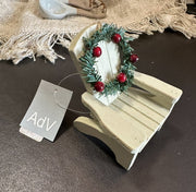 Wood Chair w/ Wreath Ornament - White