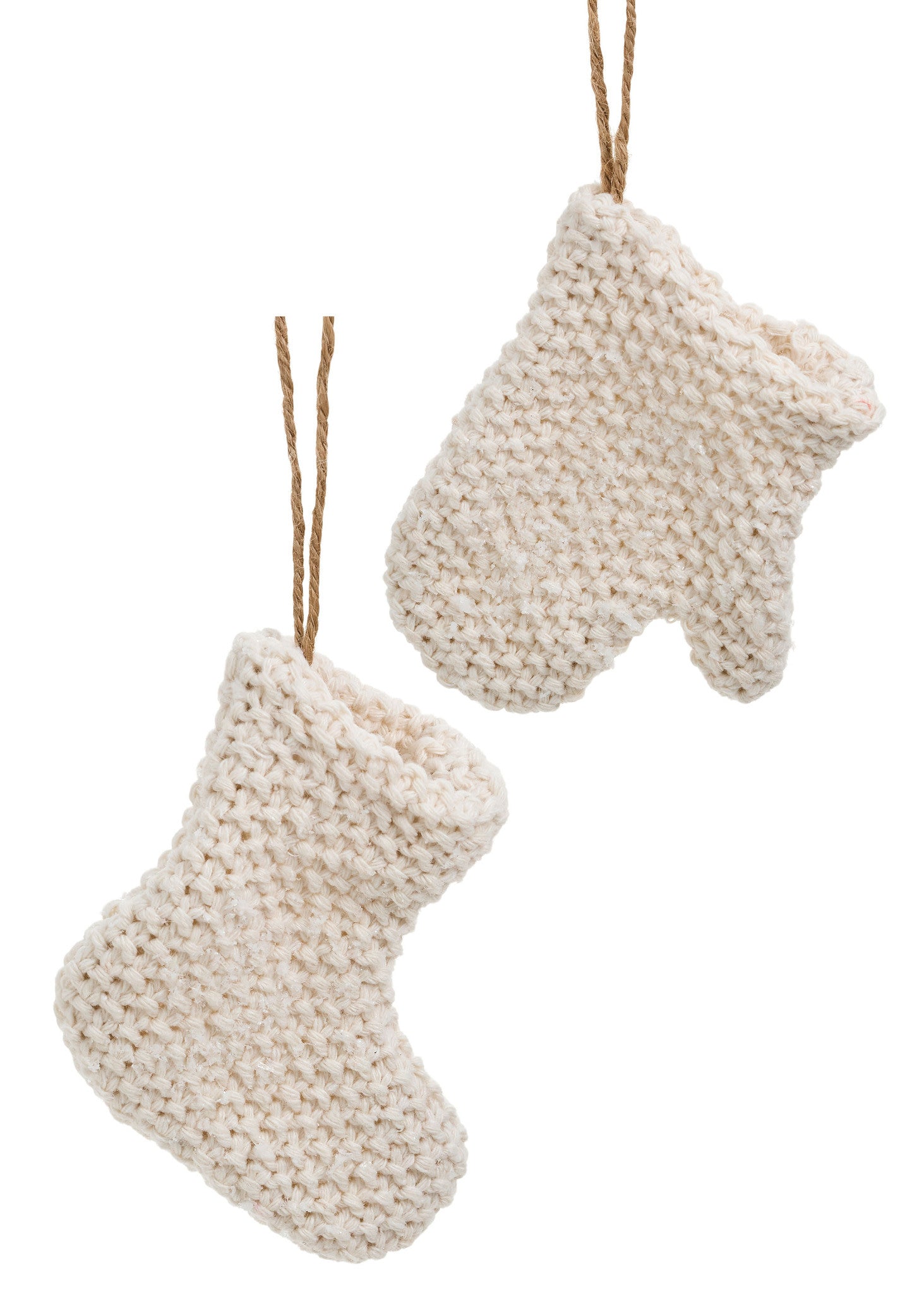Knit Stocking Ornament - White