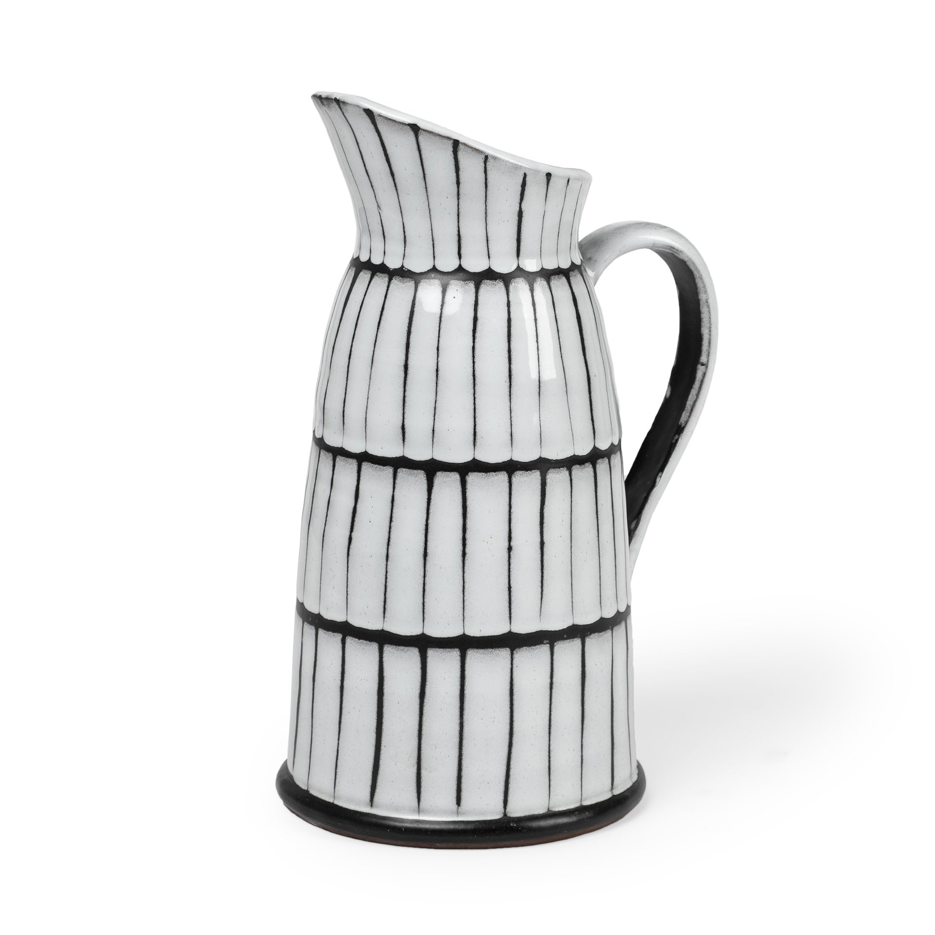 Lome Ceramic Pitcher - White/Black - Large