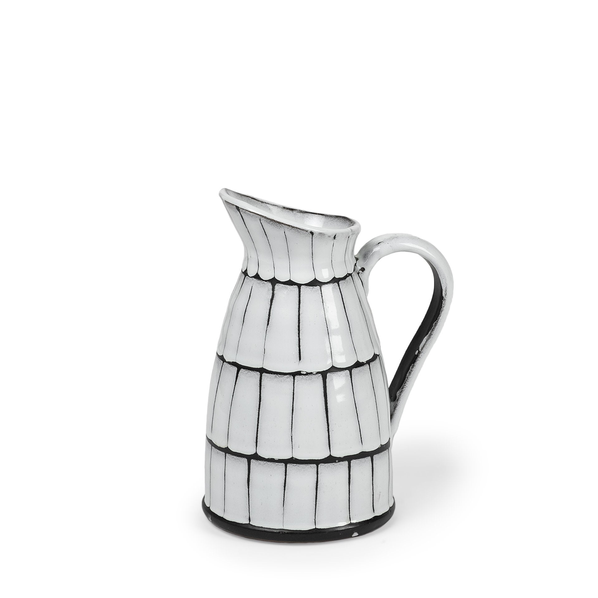 Lome Ceramic Pitcher - White/Black - Small