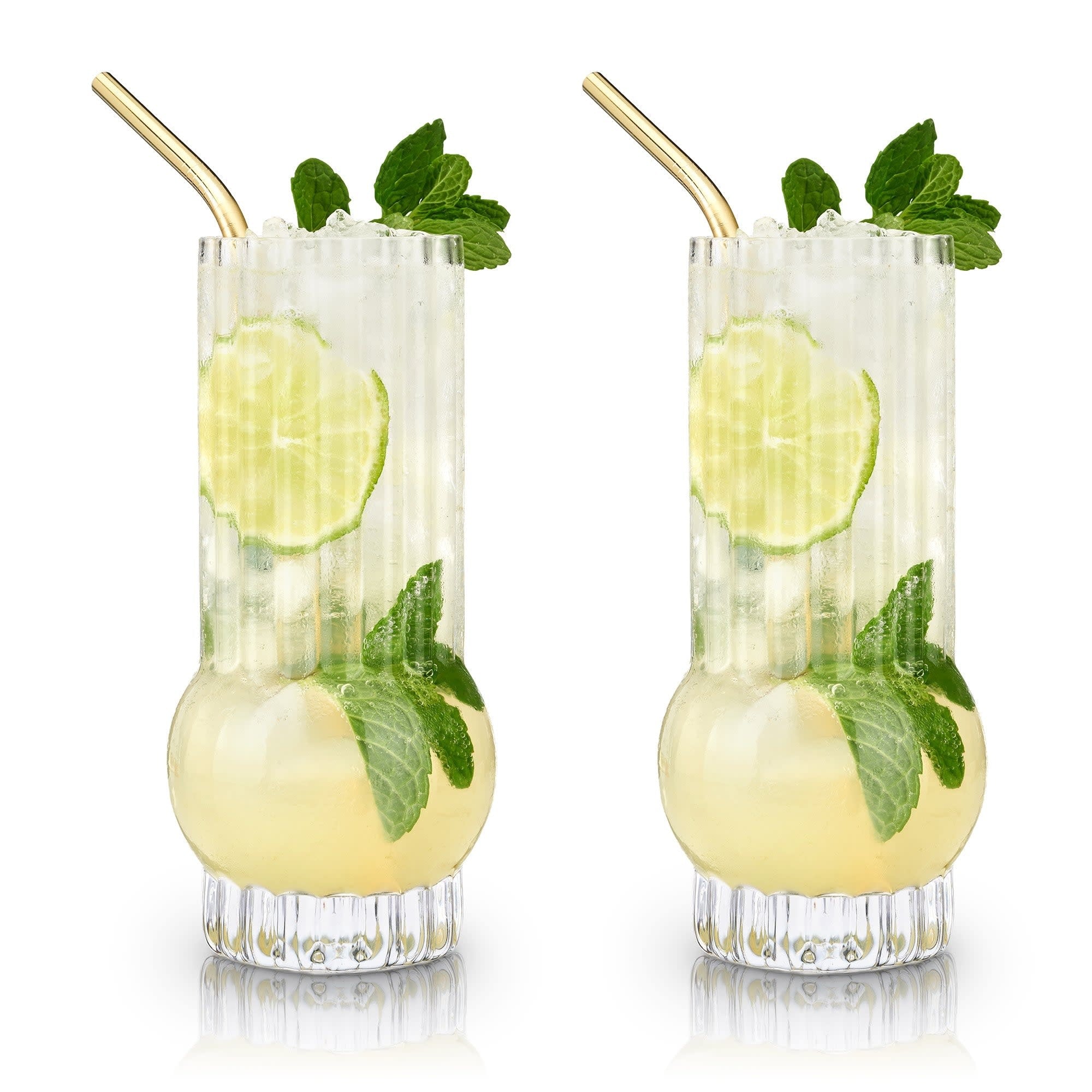 Deco Crystal Highball Glasses (Set of 2)