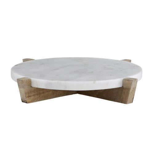 Marble and Natural Wood Stand