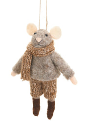 Wool Mouse Ornament - Brown - Pants