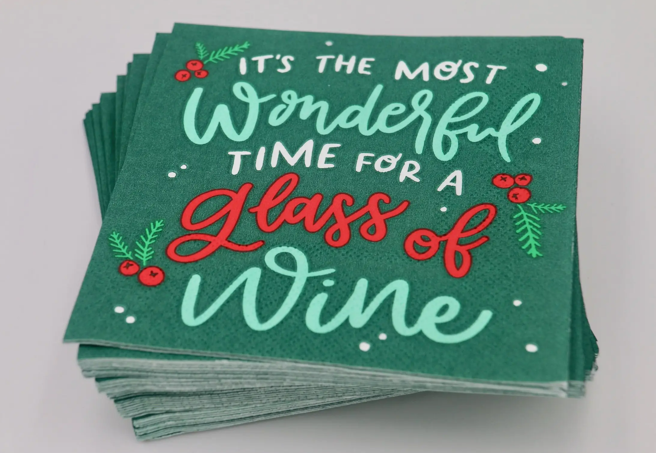 Cocktail Napkins - Wonderful Time for a Glass of Wine
