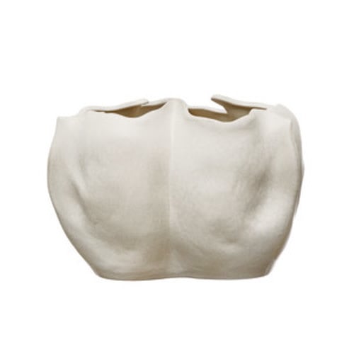 Stoneware Organic Shaped Planter - Matte Cream
