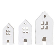 Paper Mache Houses - White - Set of 3