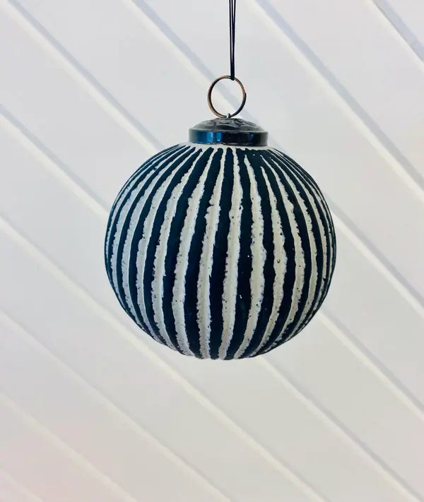 Patinaed Ball Ornament - Stripes