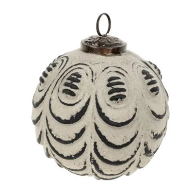 Patinaed Ball Ornament - Feather
