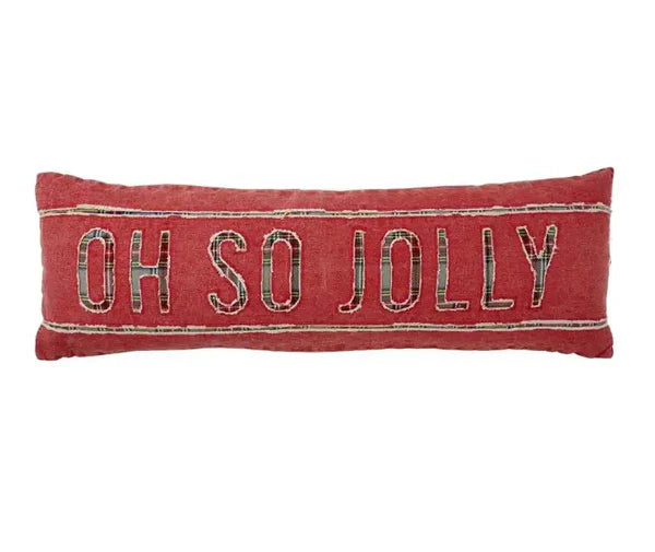 Tartan Washed Canvas Pillow - Oh So Jolly
