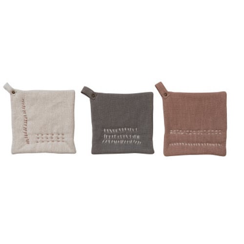 Hand-Embroidered Pot Holder (3 Styles)