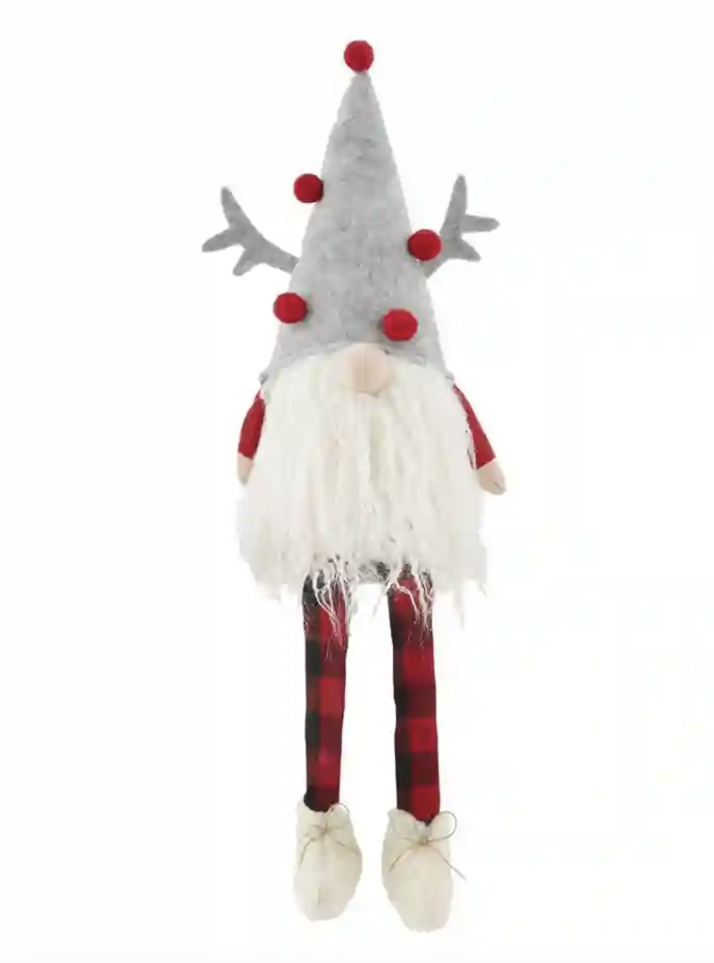 REINDEER BUFFALO PLAID DANGLE LEG GNOME