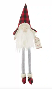 SANTA BUFFALO PLAID DANGLE LEG GNOME