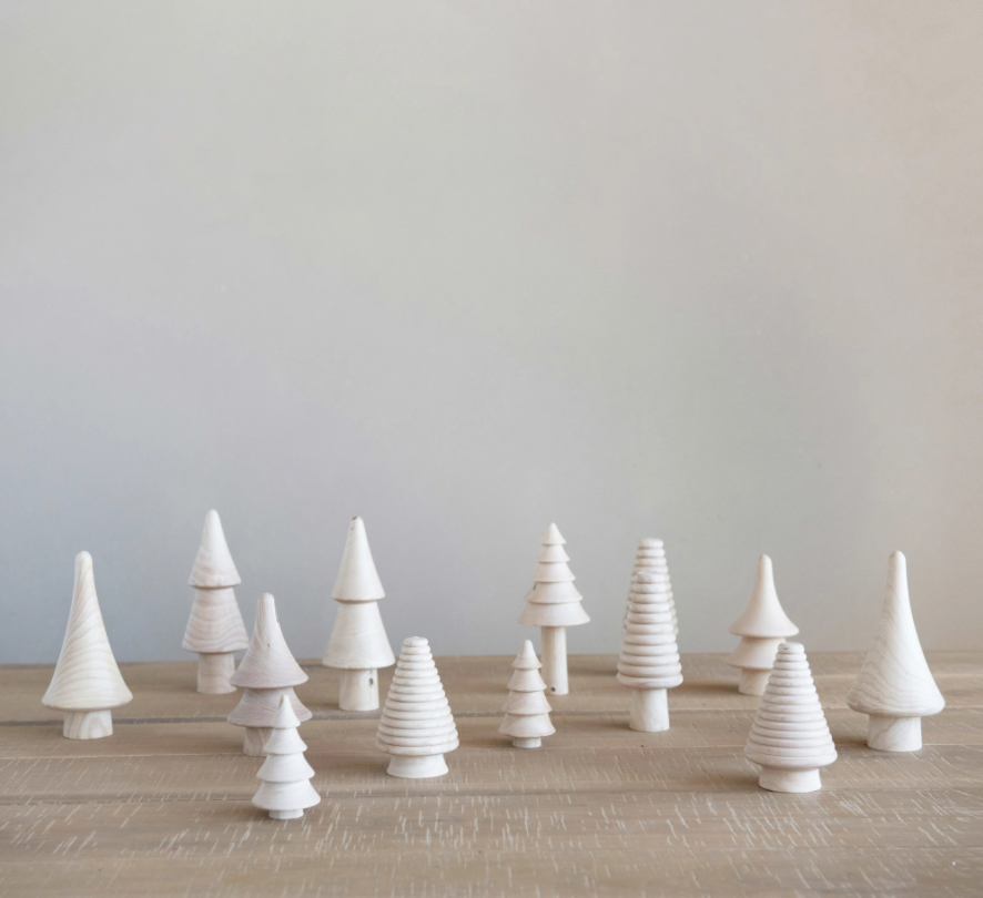 WOOD TREES, NATURAL, SET OF 6