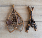 WOOD SKIS W/ POLES WALL DECOR