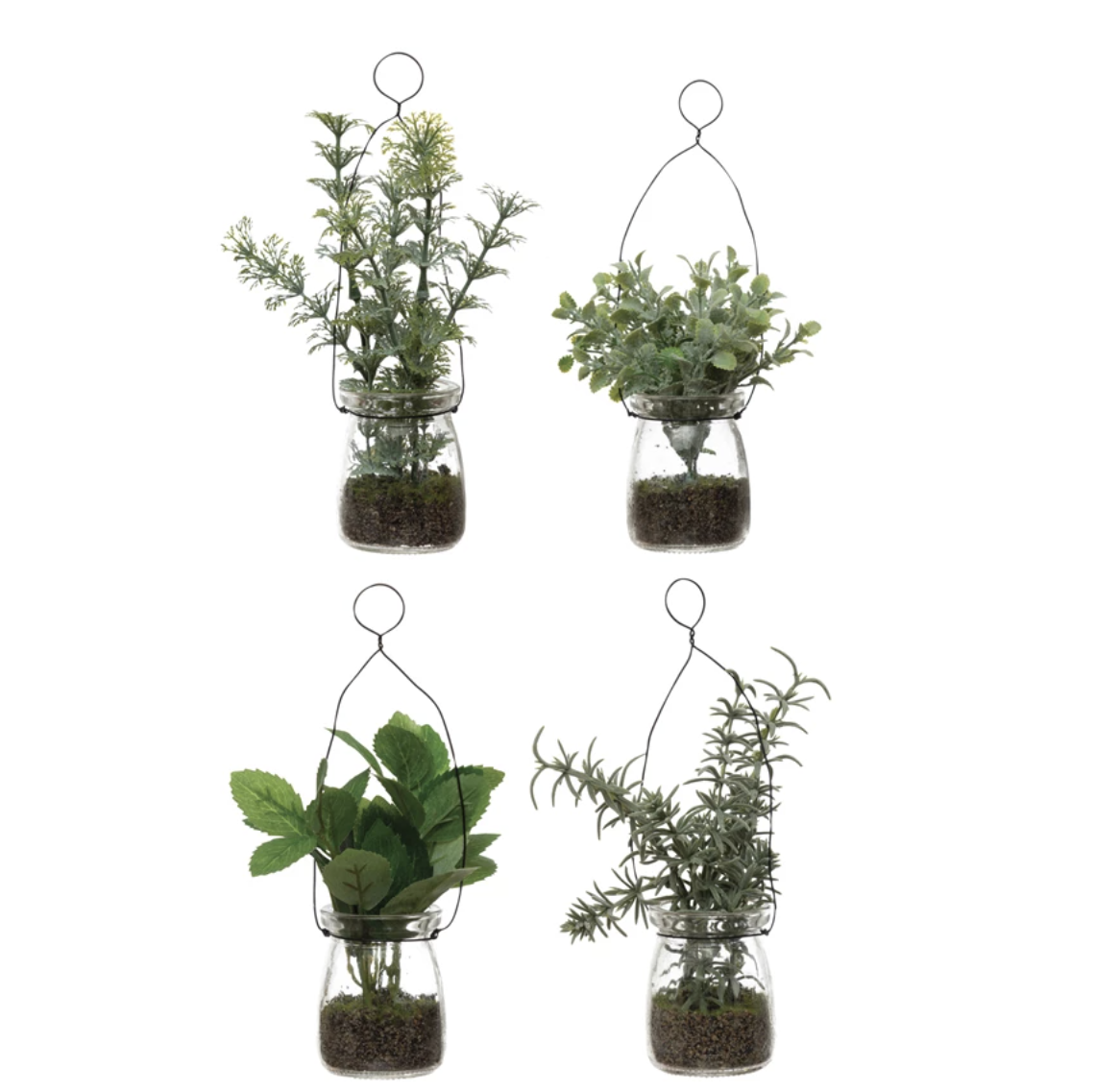 FAUX GREENERY ORNAMENT IN GLASS JAR, 4 STYLES