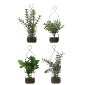 FAUX GREENERY ORNAMENT IN GLASS JAR, 4 STYLES