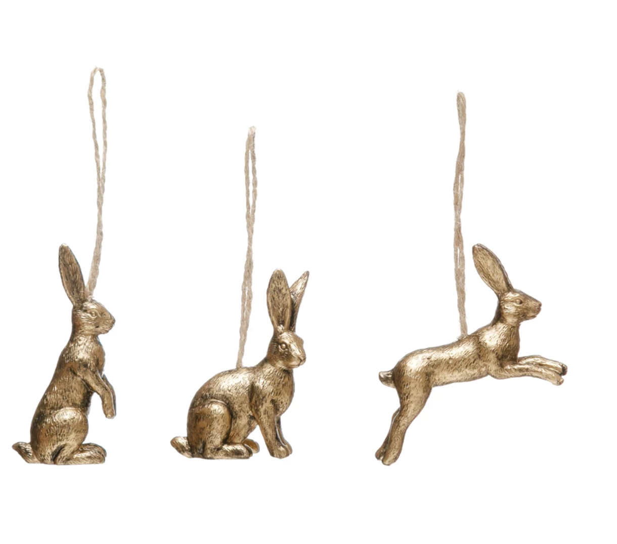 RESIN RABBIT ORNAMENT, GOLD FINISH, 3 STYLES