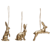 RESIN RABBIT ORNAMENT, GOLD FINISH, 3 STYLES