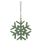 6" Enameled Mango Wood Snowflake Ornament - Green