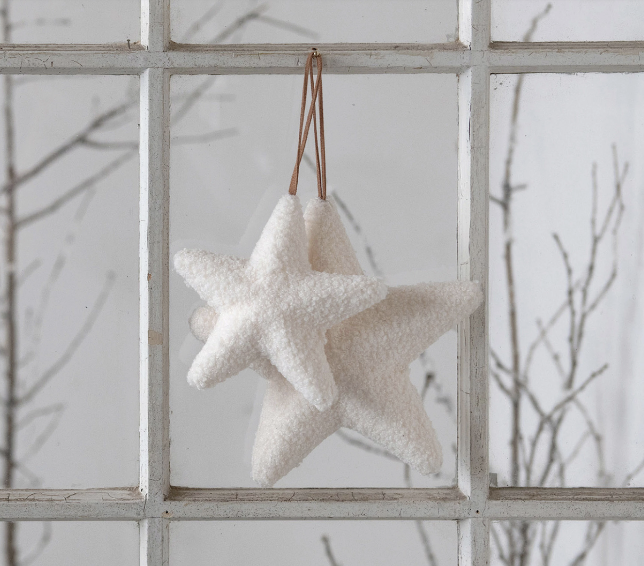 LARGE SHERPA STAR ORNAMENT, CREAM