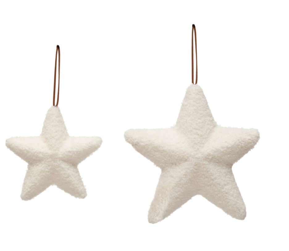 LARGE SHERPA STAR ORNAMENT, CREAM